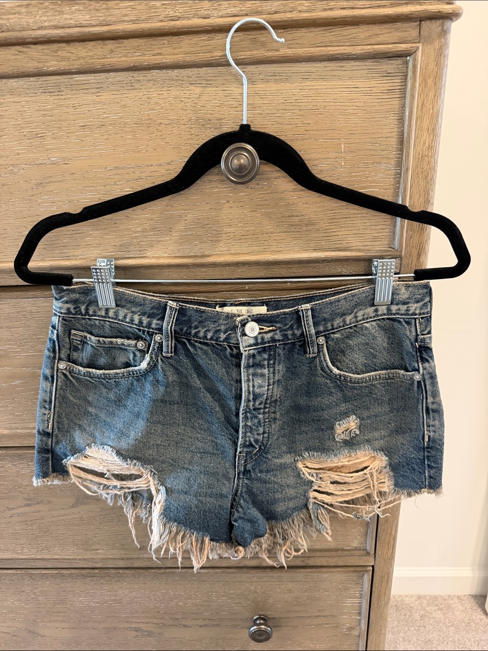 We The Free Distressed Denim Cutoff Shorts - Light Blue